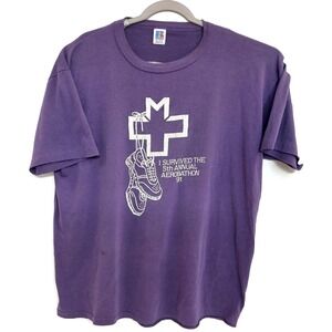 Vintage Russell Shirt Mens Purple Aerobathon '91 Single Stitch‎ USA Event 90s